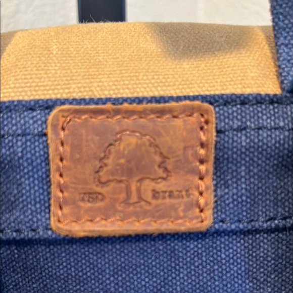 Blue and Tan Roll-Top Backpack with Vintage Style NWOT - Picture 2 of 6